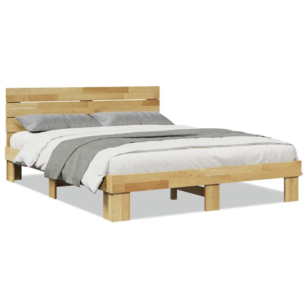 vidaXL Cadru de pat cu tăblie fără saltea 160x200 cm lemn masiv stejar