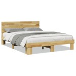 vidaXL Cadru de pat cu tăblie fără saltea 160x200 cm lemn masiv stejar