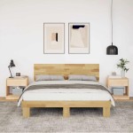 vidaXL Cadru de pat cu tăblie fără saltea 160x200 cm lemn masiv stejar