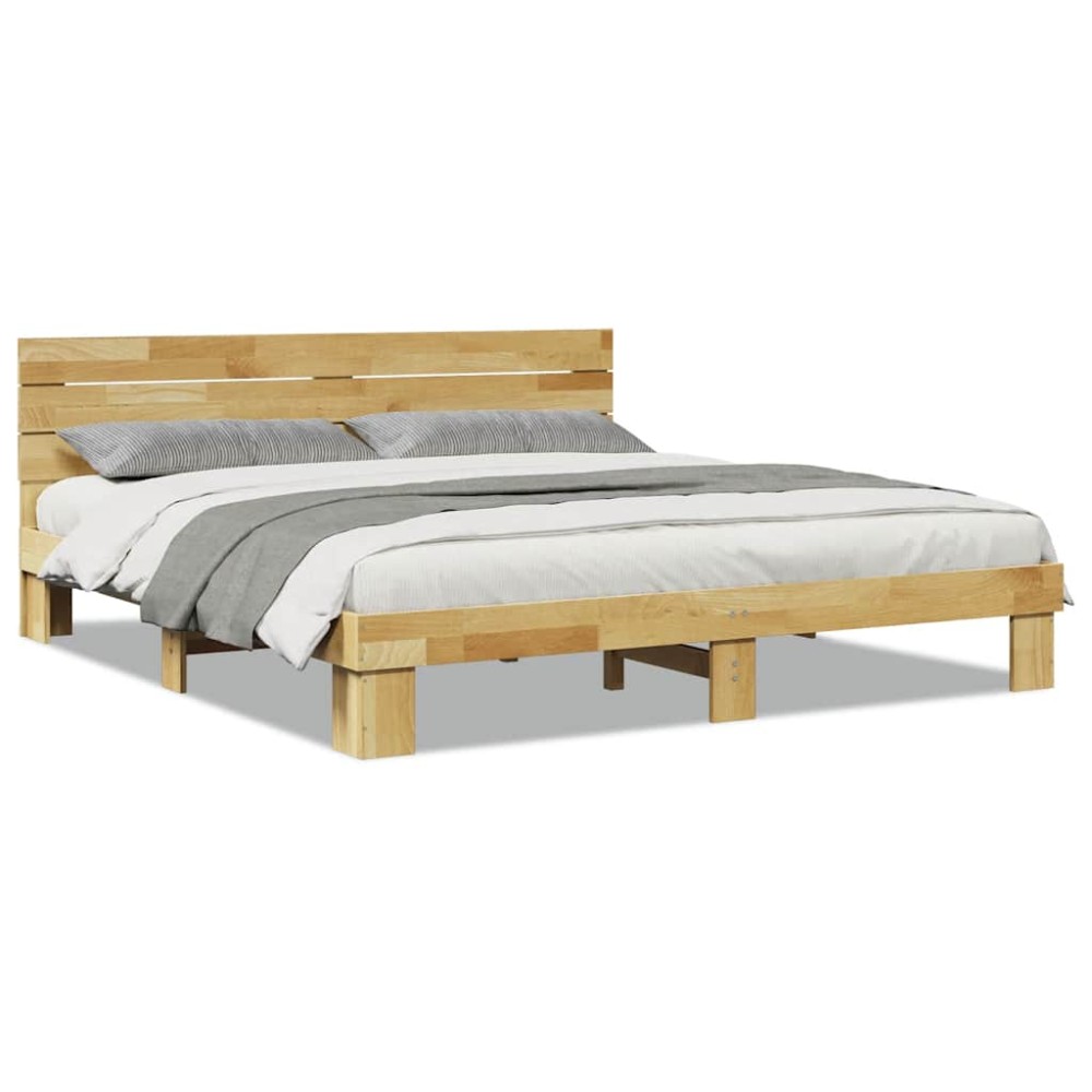 vidaXL Cadru de pat cu tăblie fără saltea 180x200 cm lemn masiv stejar
