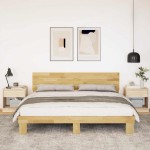vidaXL Cadru de pat cu tăblie fără saltea 180x200 cm lemn masiv stejar