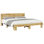 vidaXL Cadru de pat cu tăblie fără saltea 180x200 cm lemn masiv stejar