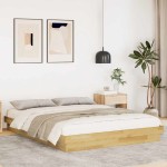 vidaXL Cadru de pat fără saltea 135x190 cm din lemn masiv de stejar vidaXL Cadru de pat fără saltea 135x190 cm din lemn masiv de stejar