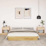 vidaXL Cadru de pat fără saltea 135x190 cm din lemn masiv de stejar vidaXL Cadru de pat fără saltea 135x190 cm din lemn masiv de stejar
