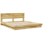 vidaXL Cadru de pat cu tăblie fără saltea 200x200 cm lemn masiv stejar