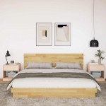 vidaXL Cadru de pat cu tăblie fără saltea 200x200 cm lemn masiv stejar