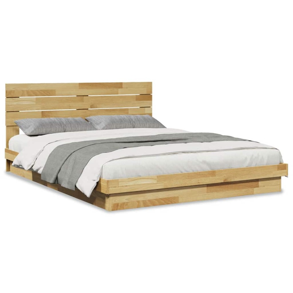 vidaXL Cadru de pat cu tăblie fără saltea 160x200 cm lemn masiv stejar
