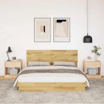 vidaXL Cadru de pat cu tăblie fără saltea 160x200 cm lemn masiv stejar