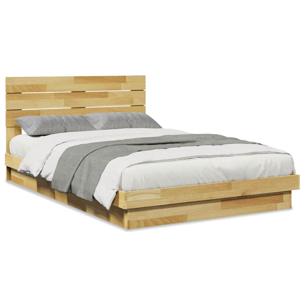 vidaXL Cadru de pat cu tăblie fără saltea 120x200 cm lemn masiv stejar