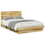 vidaXL Cadru de pat cu tăblie fără saltea 120x200 cm lemn masiv stejar