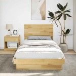 vidaXL Cadru de pat cu tăblie fără saltea 100x200 cm lemn masiv stejar