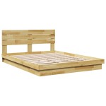 vidaXL Cadru de pat cu tăblie fără saltea 135x190 cm lemn masiv stejar