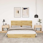vidaXL Cadru de pat cu tăblie fără saltea 135x190 cm lemn masiv stejar