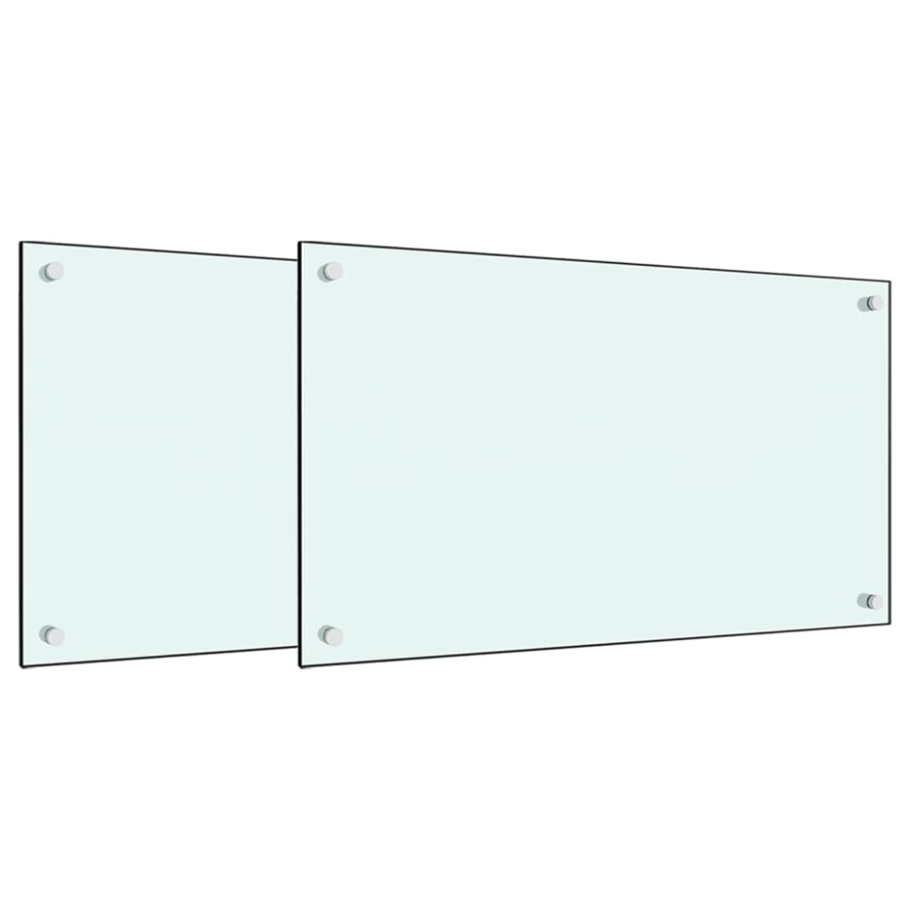 vidaXL Panou antistropi bucătărie 2 buc. alb 70x50cm sticlă securizată