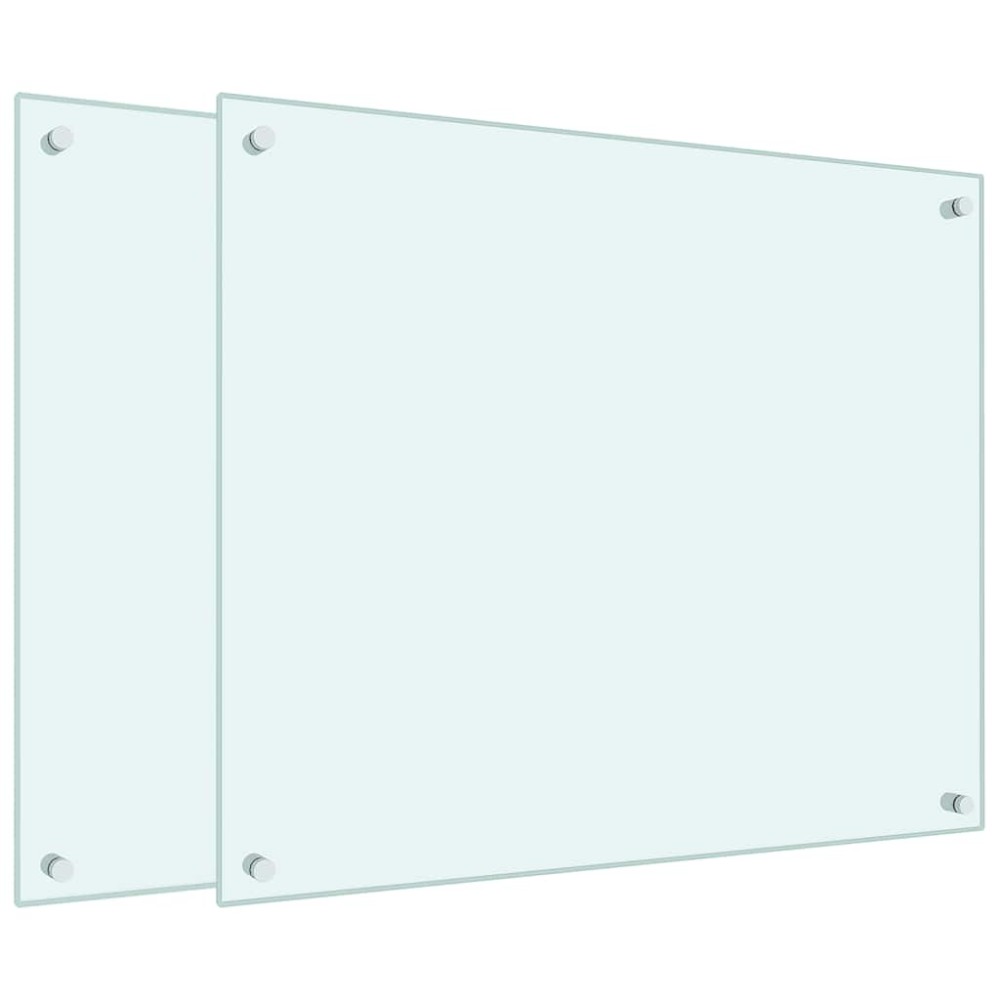 vidaXL Panou antistropi bucătărie 2 buc. alb 70x60cm sticlă securizată