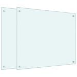 vidaXL Panou antistropi bucătărie 2 buc. alb 70x60cm sticlă securizată vidaXL Panou antistropi bucătărie 2 buc. alb 70x60cm sticlă securizată