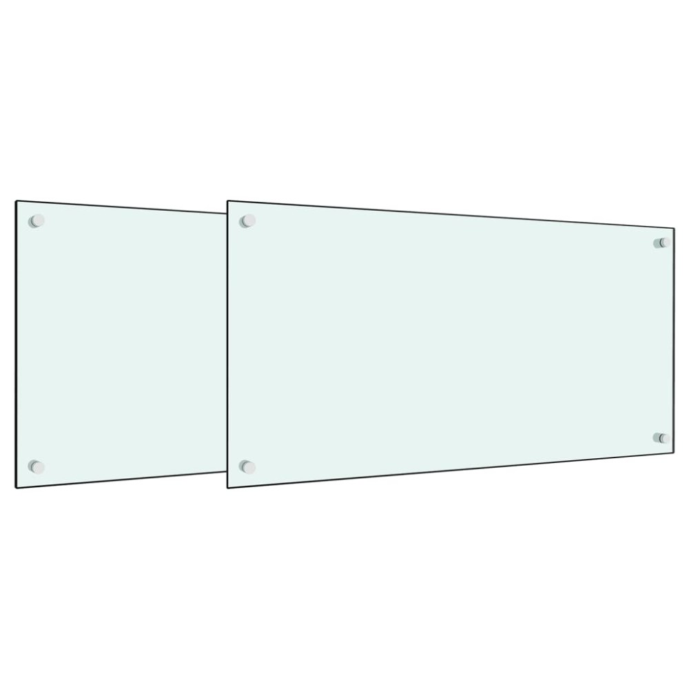 vidaXL Panou antistropi bucătărie 2 buc. alb 80x60cm sticlă securizată