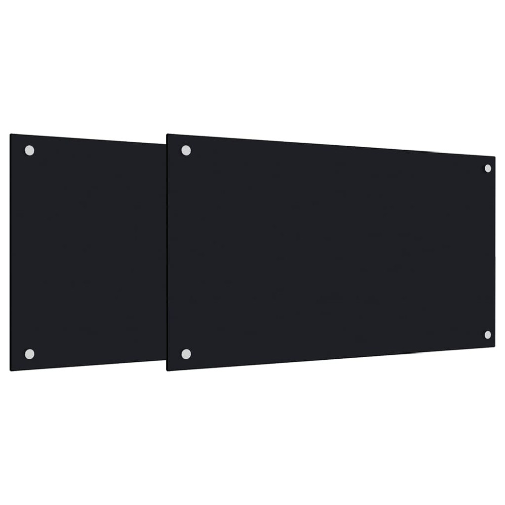 vidaXL Panou antistropi bucătărie 2 buc. negru 70x40cm sticlă securiz.