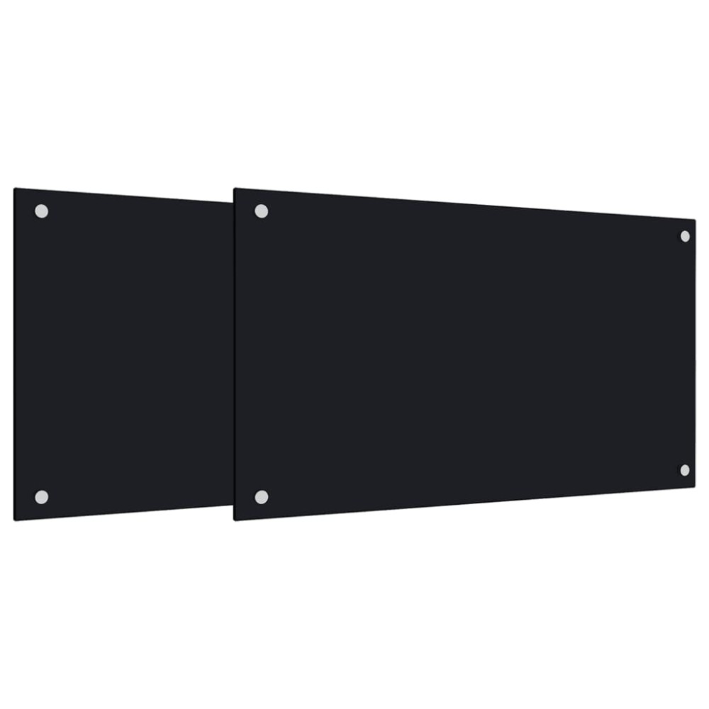 vidaXL Panou antistropi bucătărie 2 buc. negru 70x50cm sticlă securiz.