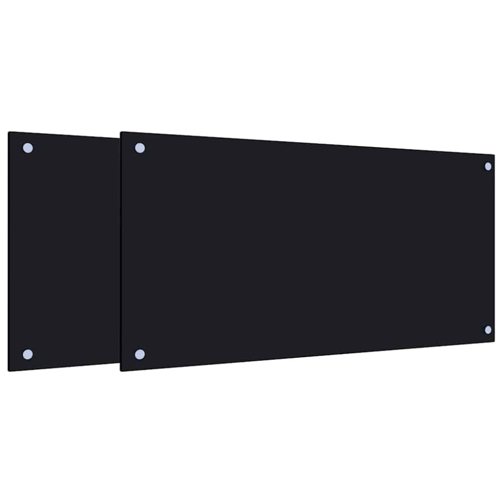vidaXL Panou antistropi bucătărie 2 buc. negru 80x40cm sticlă securiz.