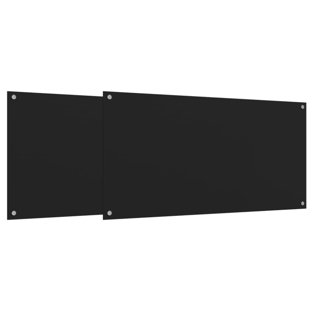 vidaXL Panou antistropi bucătărie 2 buc. negru 80x50cm sticlă securiz.