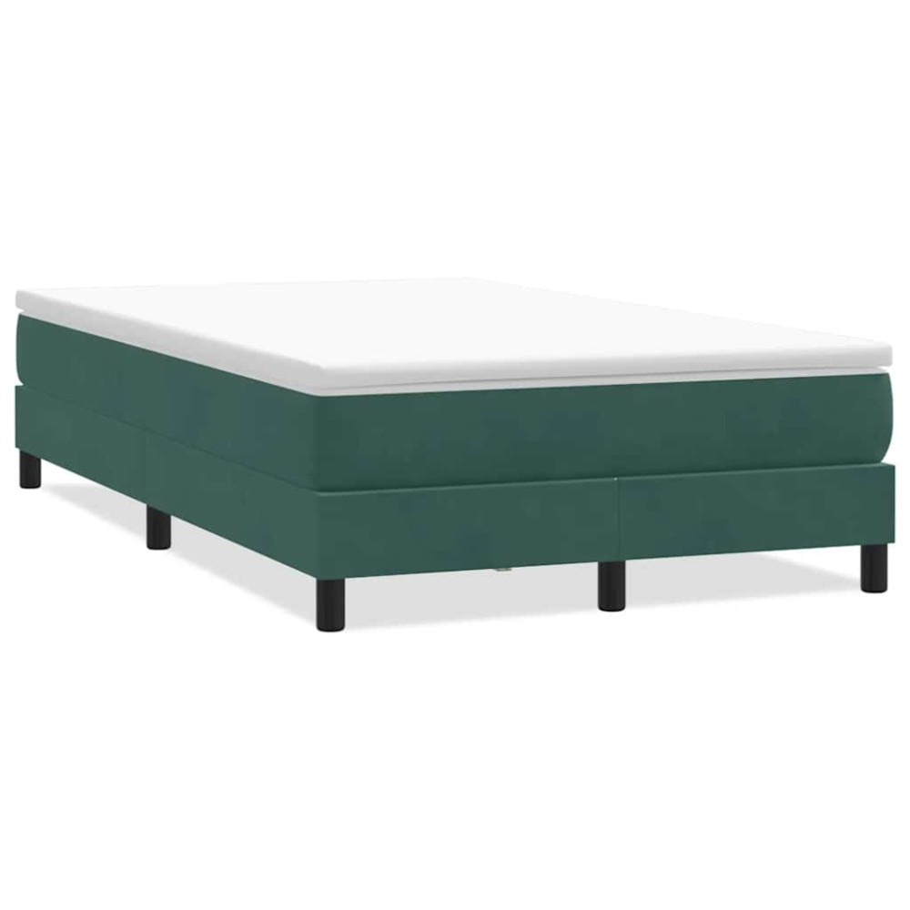 vidaXL Pat cu arcuri fără saltea verde închis 120x210 cm catifea