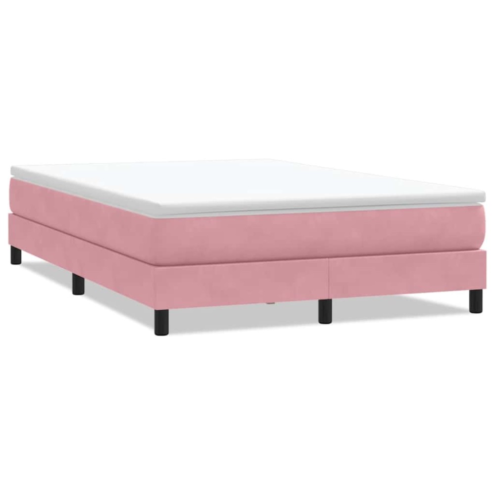 vidaXL Pat cu arcuri fără saltea roz 140x210 cm catifea