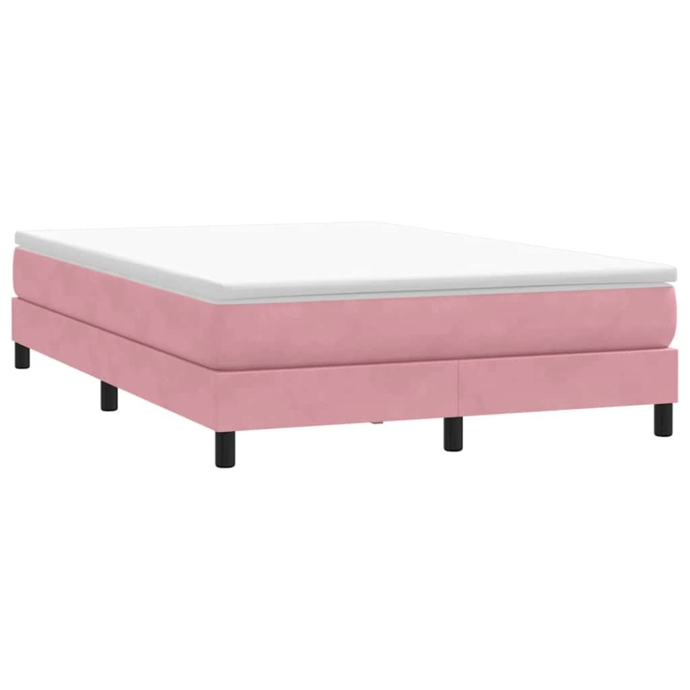 vidaXL Pat cu arcuri fără saltea roz 140x210 cm catifea