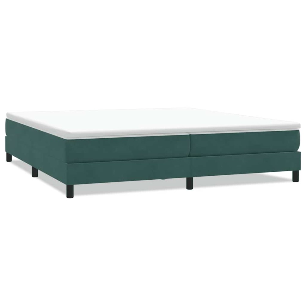 vidaXL Pat cu arcuri fără saltea verde închis 200x210 cm catifea