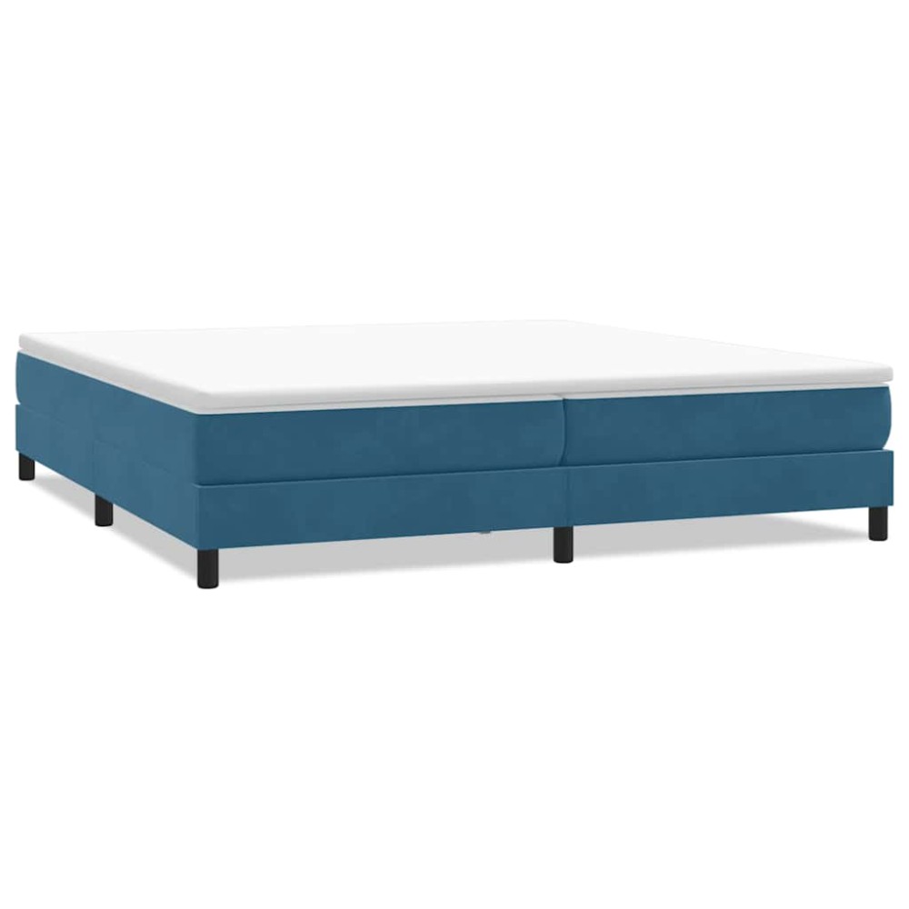 vidaXL Pat cu arcuri fără saltea Albastru închis 200x210 cm catifea
