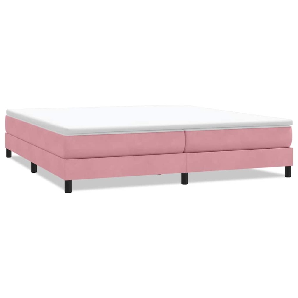 vidaXL Pat cu arcuri fără saltea roz 200x210 cm catifea
