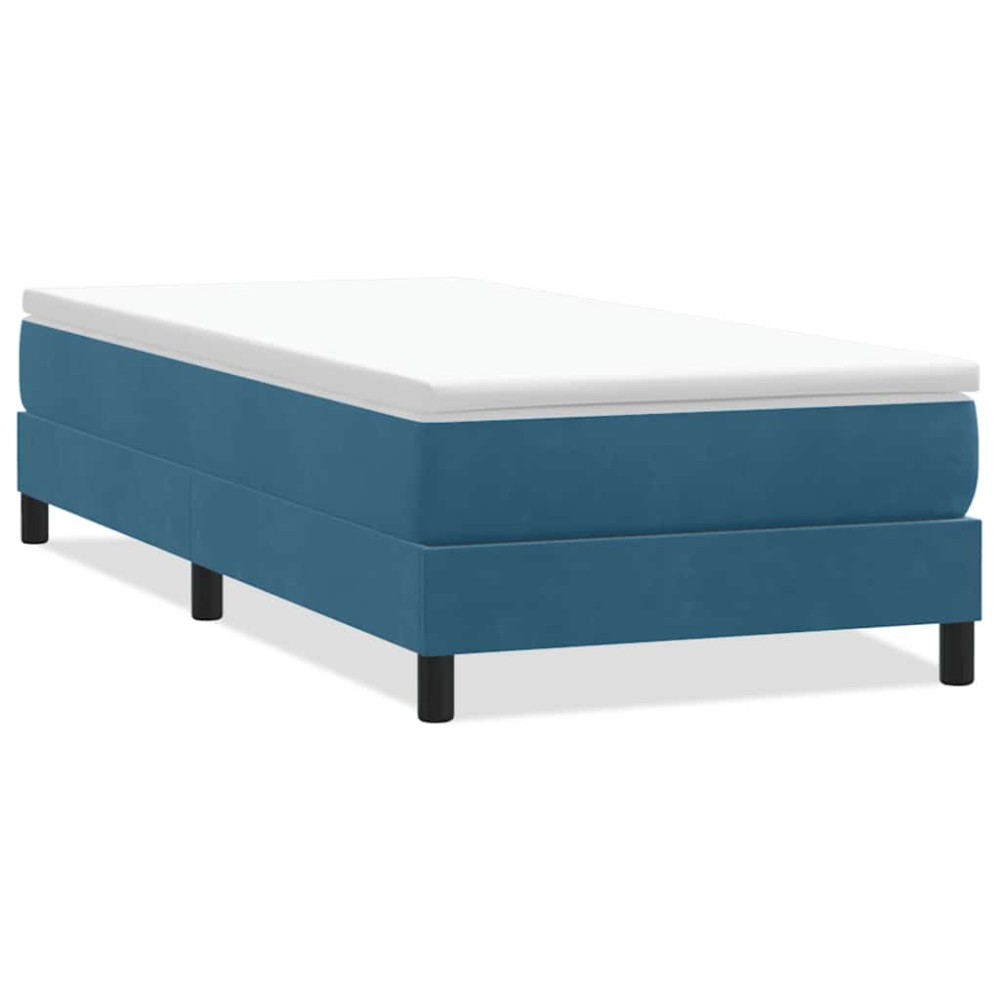 vidaXL Pat cu arcuri fără saltea Albastru închis 80x220 cm catifea