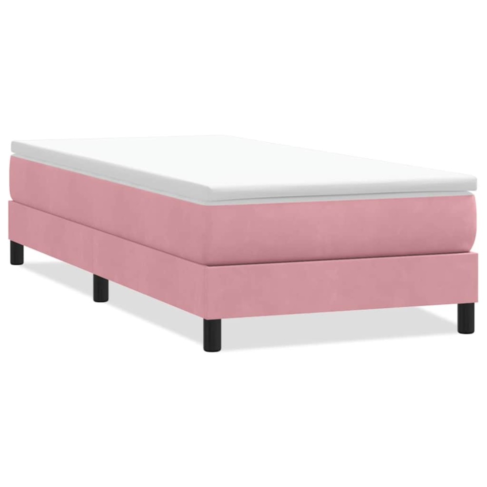 vidaXL Pat cu arcuri fără saltea roz 80x220 cm catifea