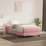 vidaXL Pat cu arcuri fără saltea roz 80x220 cm catifea vidaXL Pat cu arcuri fără saltea roz 80x220 cm catifea