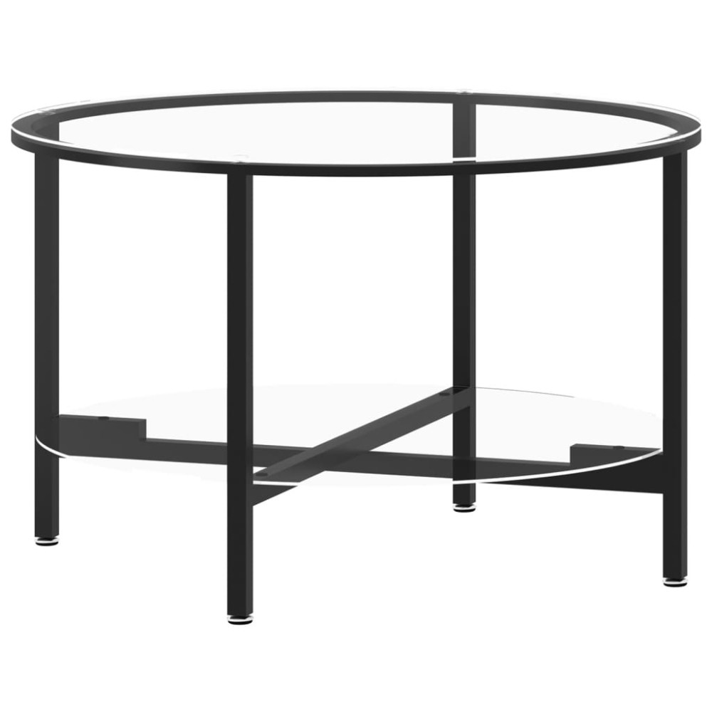 vidaXL Masă de ceai, negru și transparent,70 cm, sticlă securizată