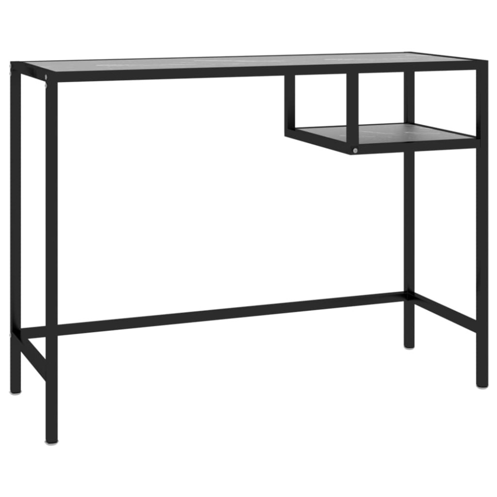 vidaXL Birou calculator, negru marmură, 100x36x74 cm sticlă securizată