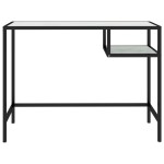 vidaXL Birou calculator, alb marmură, 100x36x74 cm, sticlă securizată vidaXL Birou calculator, alb marmură, 100x36x74 cm, sticlă securizată