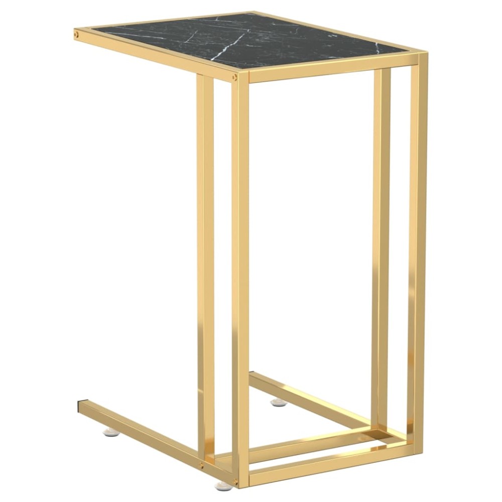 vidaXL Masă laterală calculator negru marmură 50x35x65 cm sticlă