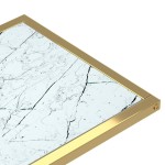 vidaXL Masă laterală de calculator, alb marmură, 50x35x65 cm, sticlă vidaXL Masă laterală de calculator, alb marmură, 50x35x65 cm, sticlă