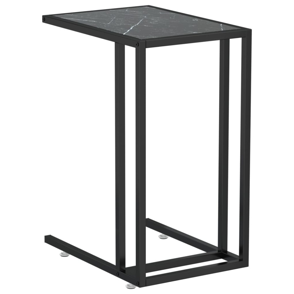 vidaXL Masă laterală de calculator negru marmură 50x35x65 cm sticlă