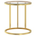 vidaXL Masă laterală, auriu și transparent,45 cm, sticlă securizată vidaXL Masă laterală, auriu și transparent,45 cm, sticlă securizată