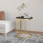 vidaXL Masă laterală,45 cm, auriu și negru, sticlă securizată vidaXL Masă laterală,45 cm, auriu și negru, sticlă securizată