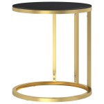 vidaXL Masă laterală,45 cm, auriu și negru, sticlă securizată vidaXL Masă laterală,45 cm, auriu și negru, sticlă securizată