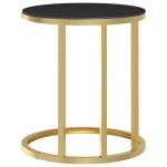 vidaXL Masă laterală,45 cm, auriu și negru, sticlă securizată vidaXL Masă laterală,45 cm, auriu și negru, sticlă securizată
