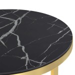 vidaXL Masă laterală, auriu și marmură neagră, 45 cm sticlă securizată vidaXL Masă laterală, auriu și marmură neagră, 45 cm sticlă securizată