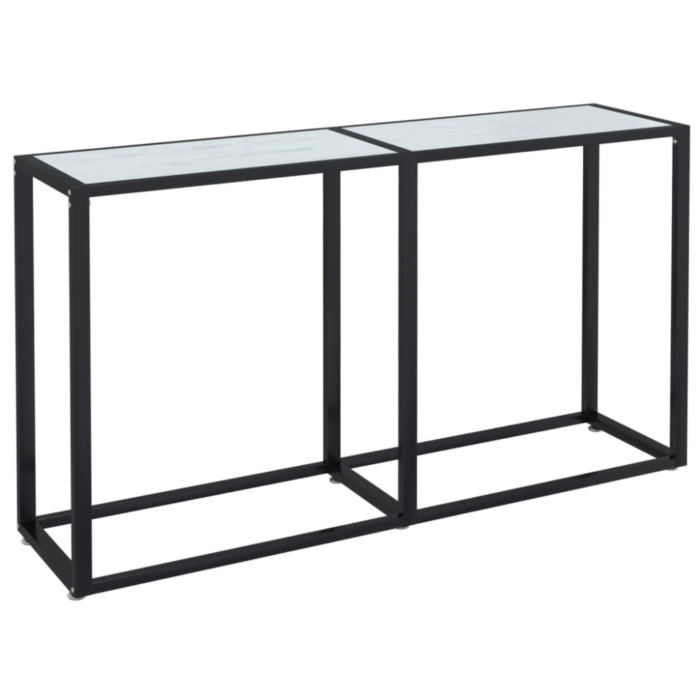 vidaXL Masă consolă, marmură albă, 140x35x75,5 cm, sticlă securizată
