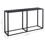 vidaXL Masă consolă, negru marmură, 140x35x75,5 cm, sticlă securizată