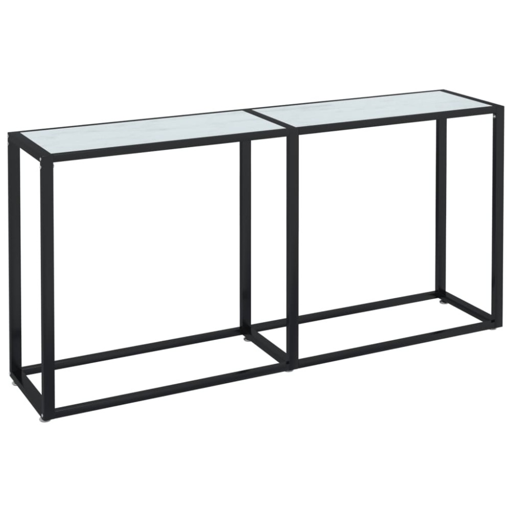 vidaXL Masă consolă, alb marmură, 160x35x75,5 cm, sticlă securizată