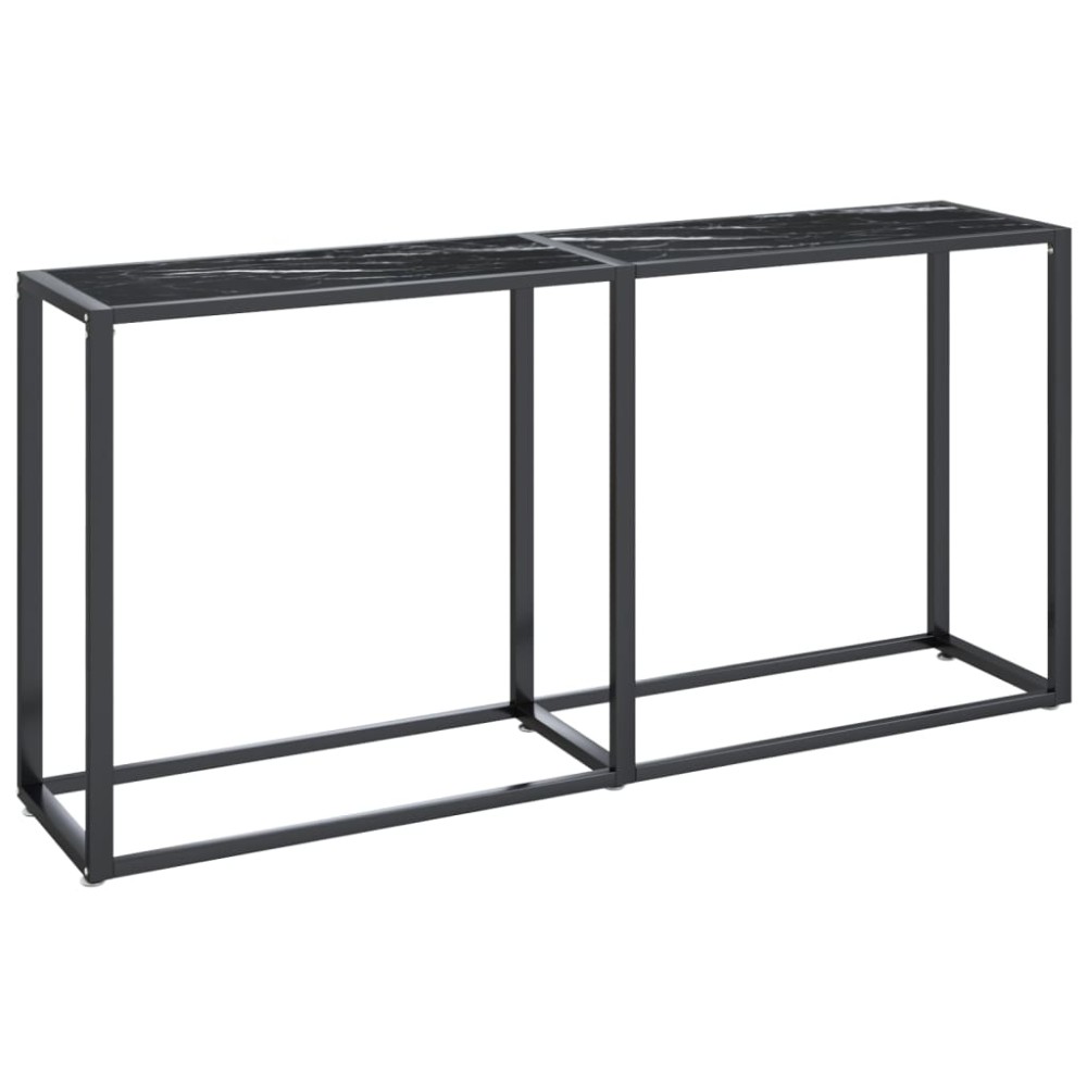 vidaXL Masă consolă, negru marmură, 160x35x75,5 cm, sticlă securizată