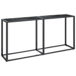 vidaXL Masă consolă, negru marmură, 160x35x75,5 cm, sticlă securizată